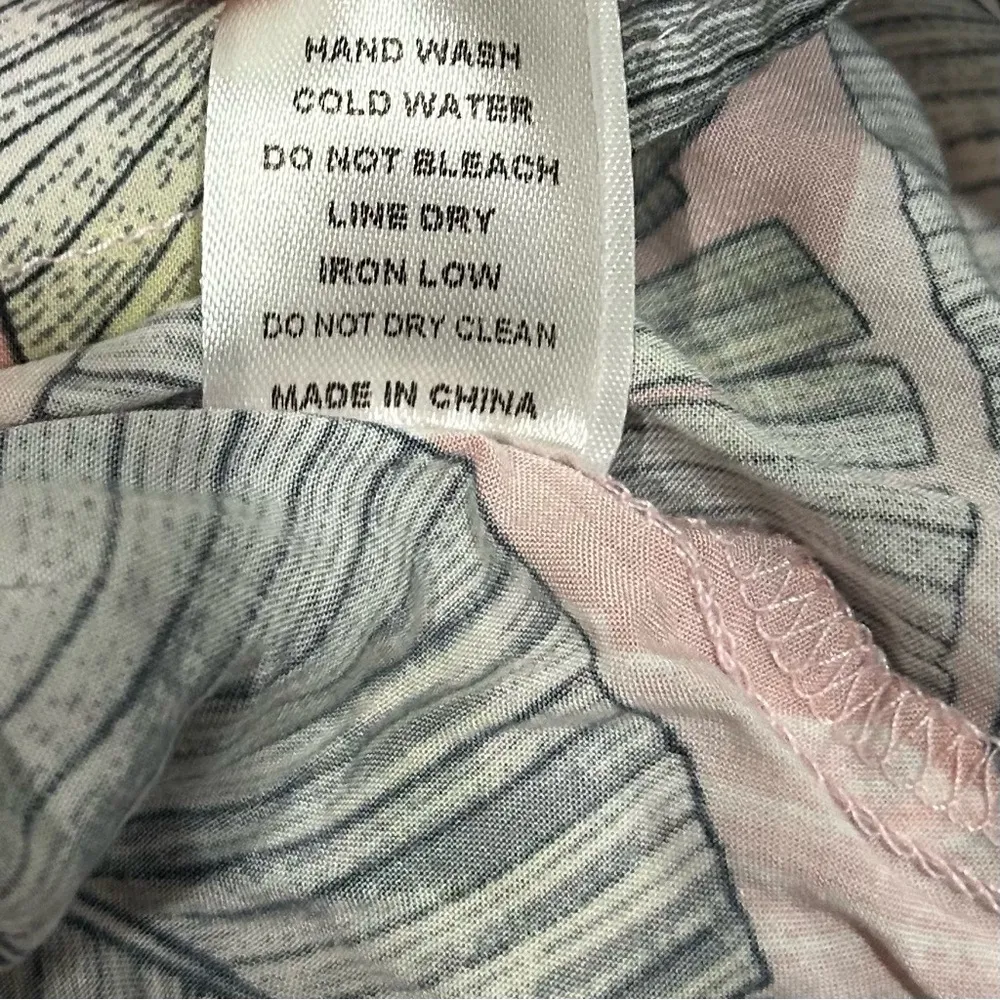 Promesa Pink Leaf Floral Sleeveless Maxi Dress Crisscross Back Tie Ruffle Size L - Image 7