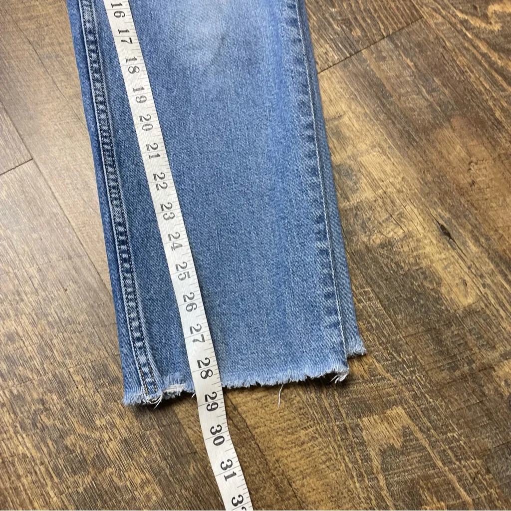 Everlane Curvy Cheeky Jeans Womens 31 Blue High Rise Distressed Raw Hem Stretch - Image 8