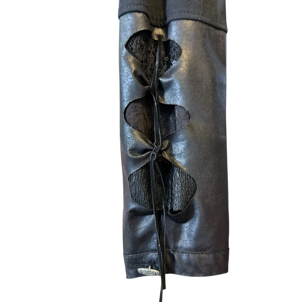 Elisa Cavaletti Gothic Couture Faux Leather Mixed Media Black Jacket LG Edgy - Image 6