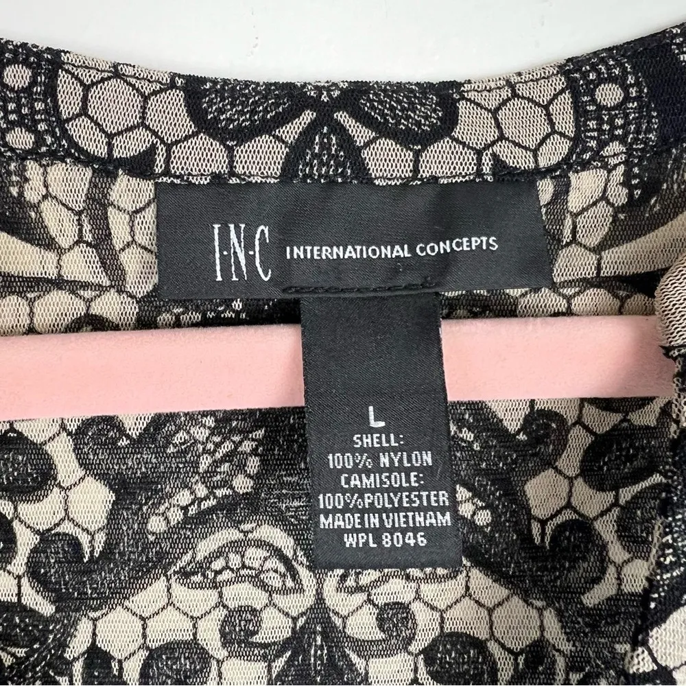 Black Lace Illusion Top Size Large Sheer Gothic Romance - Image 3