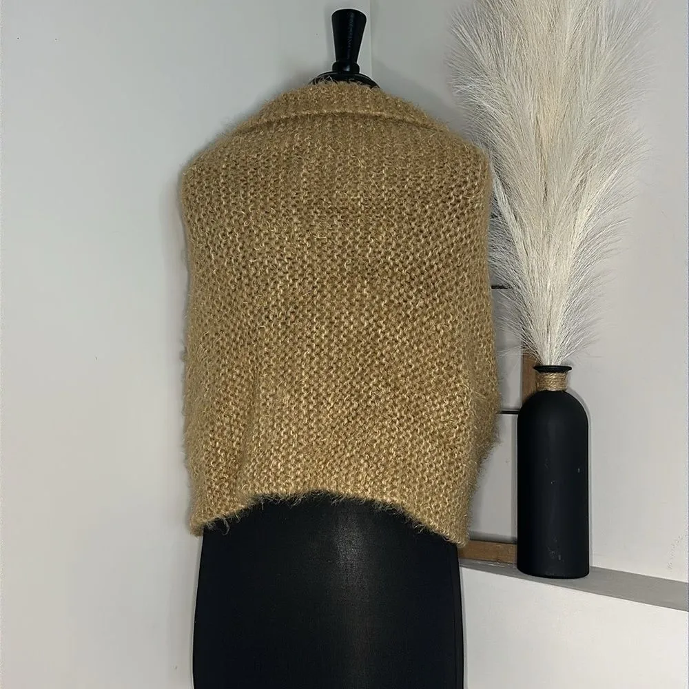 Shawl Bridal Wrap Evening Cover Up Softest Wool Mohair Handmade Brown Size M - Image 4