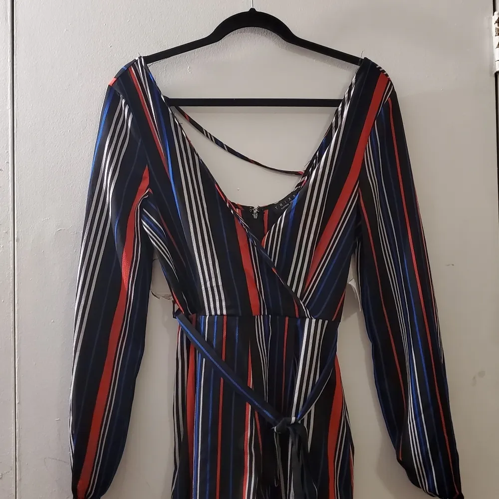🔥SALE🔥NWT! Trixxi Black Red Striped Open Back Romper S - Image 4