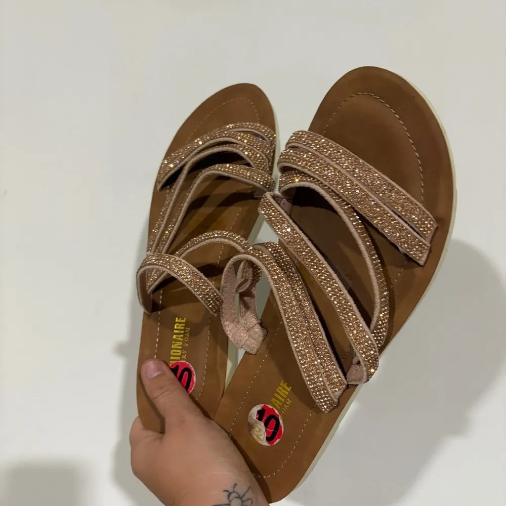 Ladies Cushionaire Rose Gold Strappy Sparkle Sandals  Mules Size 10 - Image 4