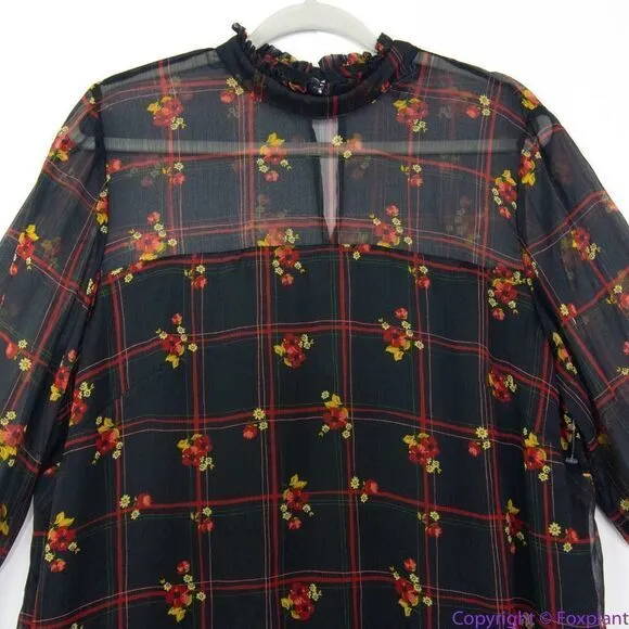 Eloquii floral print shift dress ruffle neck‎ flare long sleeve, 14 - Image 3