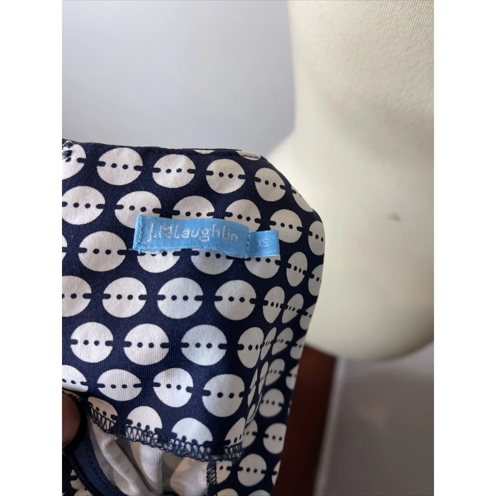 J. McLaughlin Sleeveless Blue White Print Kneelength Catalina Cloth‎ Dress - Image 8