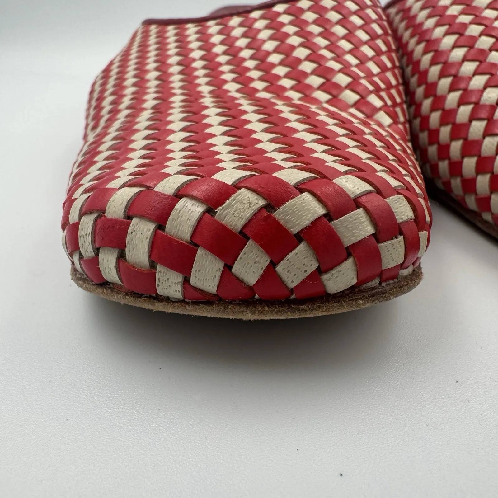 Paola del Lungo Mules‎ Red White Woven Womens Shoe Size US 9 EU 41 Slip On - Image 11