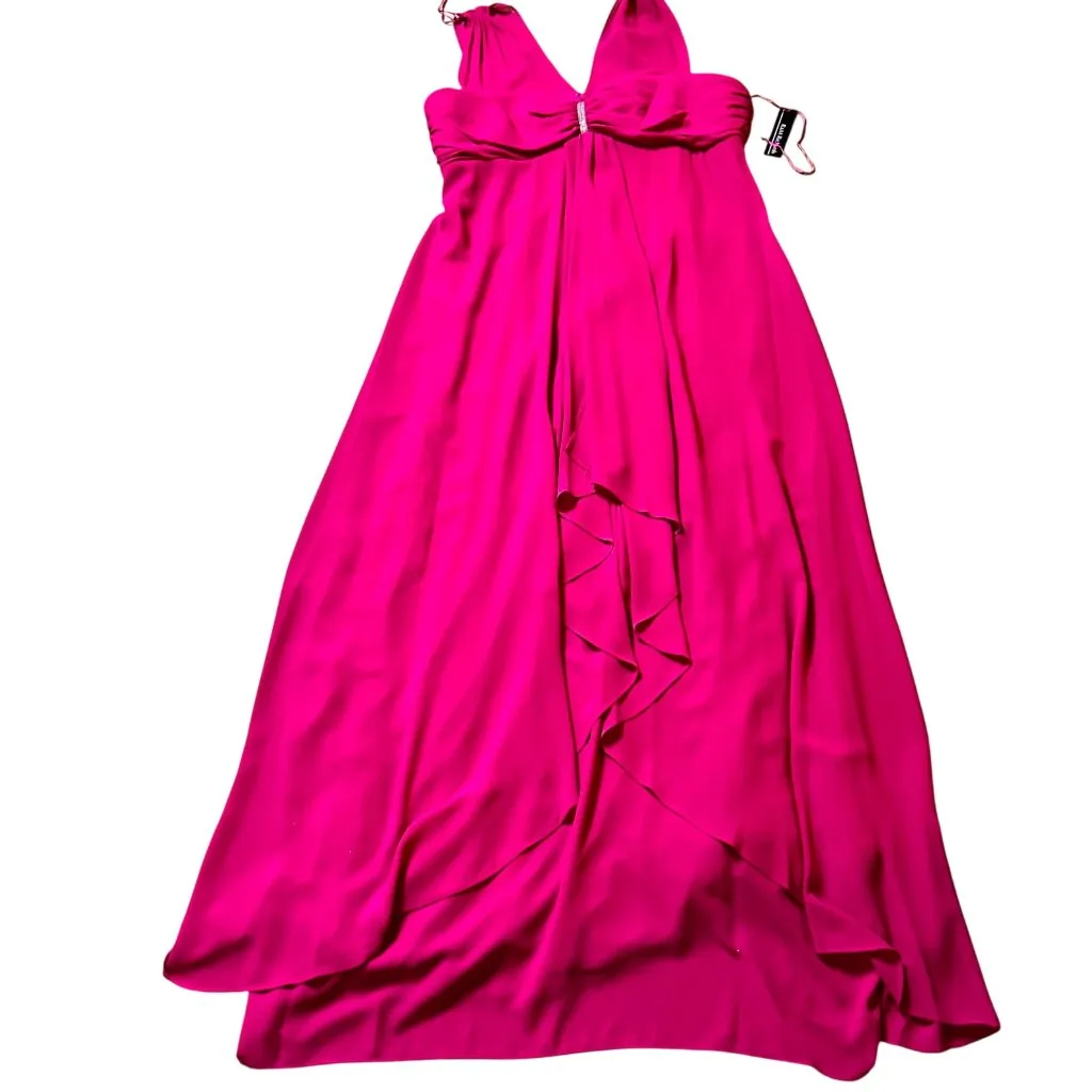 R&M Richards 14/16 Fuchsia Sleeveless Empire Waist Gown Rhinestone Accent - Image 13