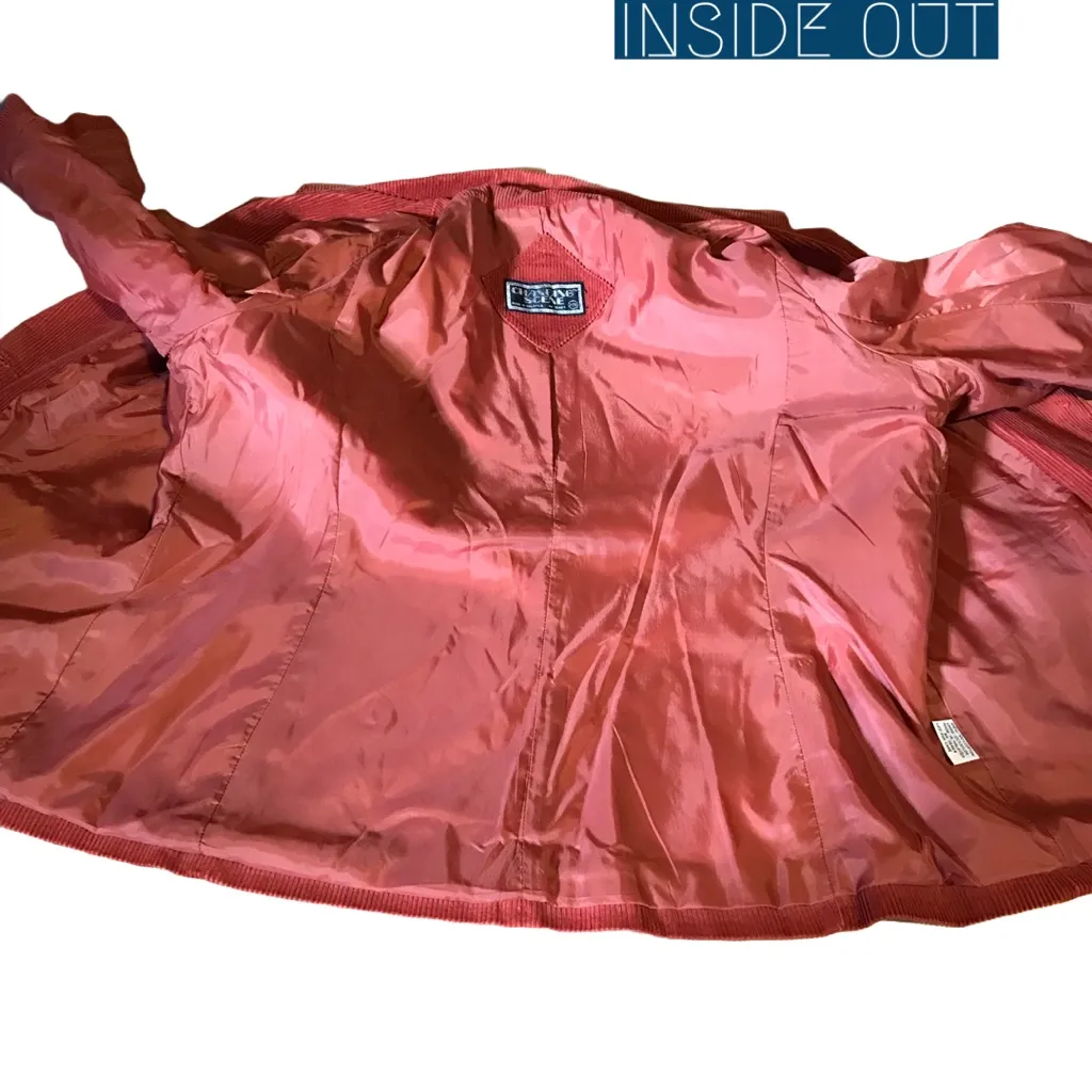 VINTAGE CIRCA 1970'S CHANGING SCENE RUST ORANGE CORDUROY BLAZER (XL) - Image 9