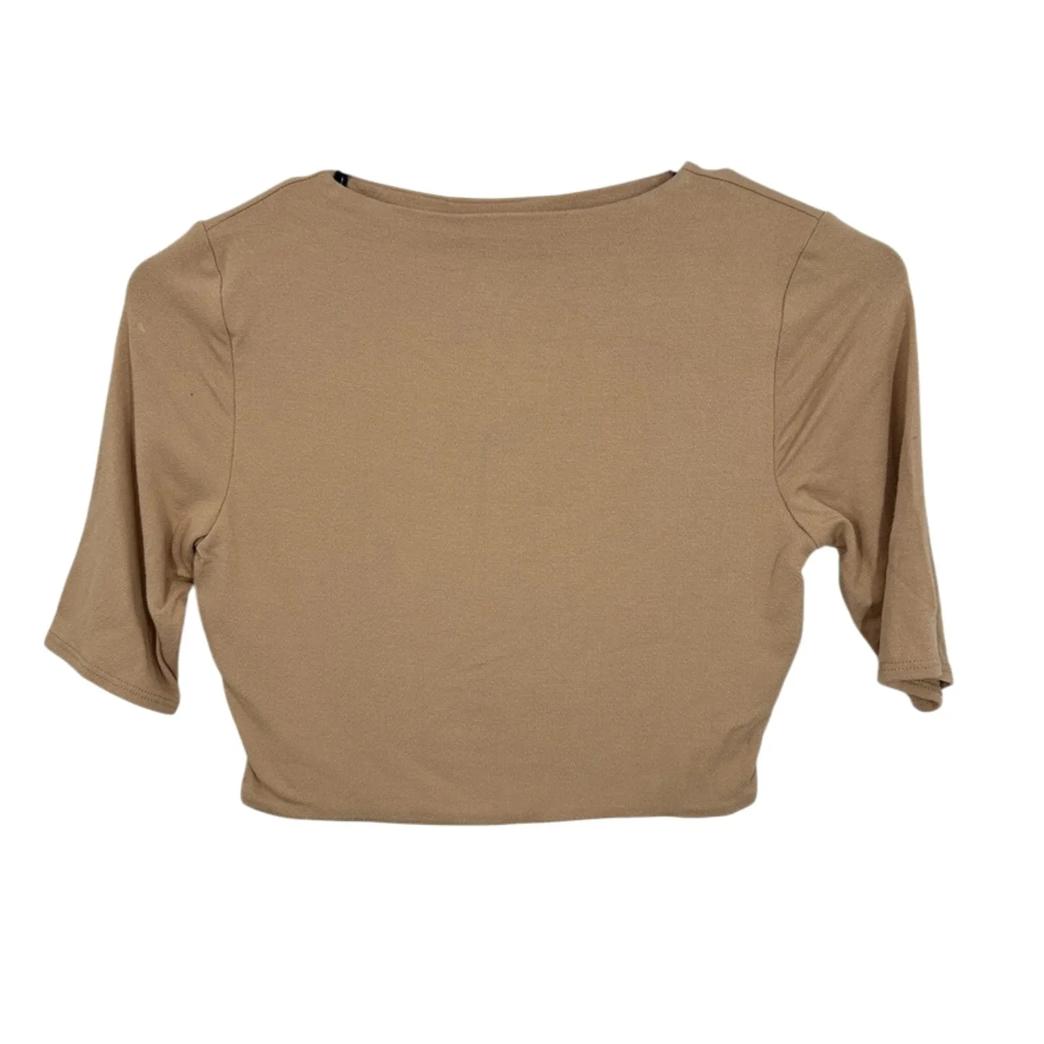 Naked Wardrobe Almond Nude 1/2 Sleeve Crop Top Tan M NWT Compression - Image 2