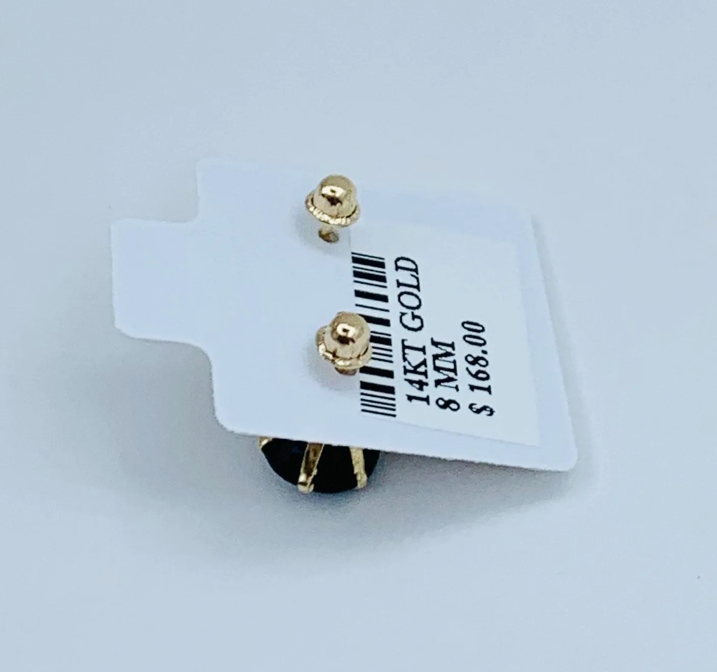 ❤️ 14k solid Gold Black color earrings studs ❤️ 8mm cubic zirconia ❤️ Screw Back ❤️ Aretes Negro en oro de 14 kilates - Image 3