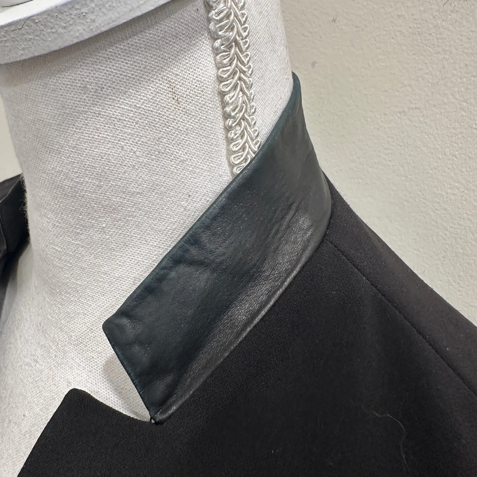 Rebecca Taylor Black Blazer Lamb Leather Collar Peplum Twee Preppy Coquette Sz 0 - Image 5