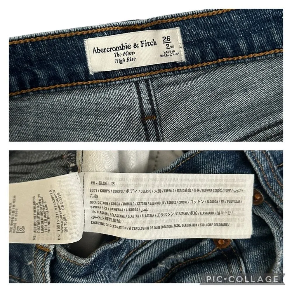 Abercrombie & Fitch The Mom High‎ Rise Jeans Distressed Straight 26 Extra Short - Image 9