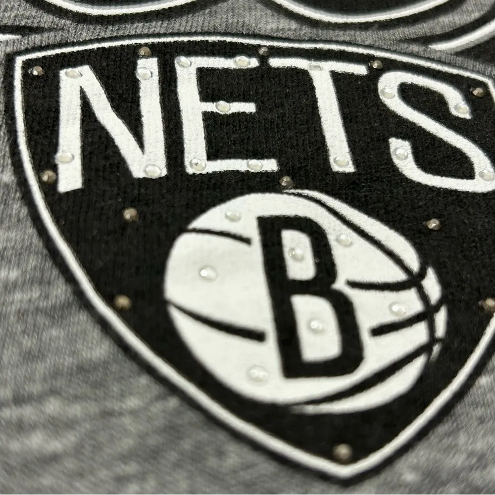 NBA 4 Her 5th & Ocean Brooklyn Nets Gray Black Basketball Shirt Womens 10/12 - Image 3