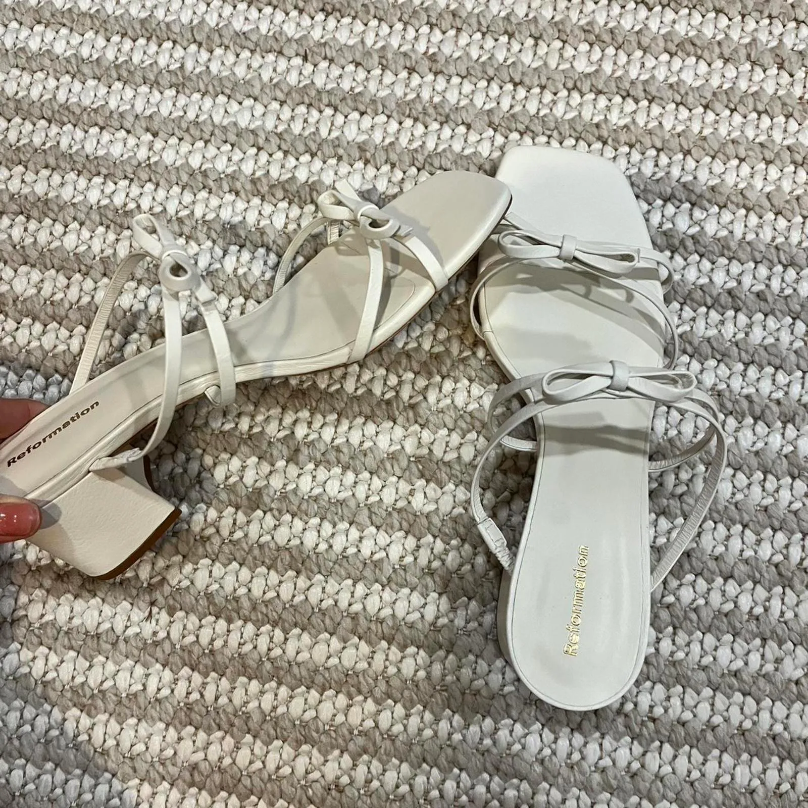 Reformation Elodie Bow Block Heel Sandals - Image 3