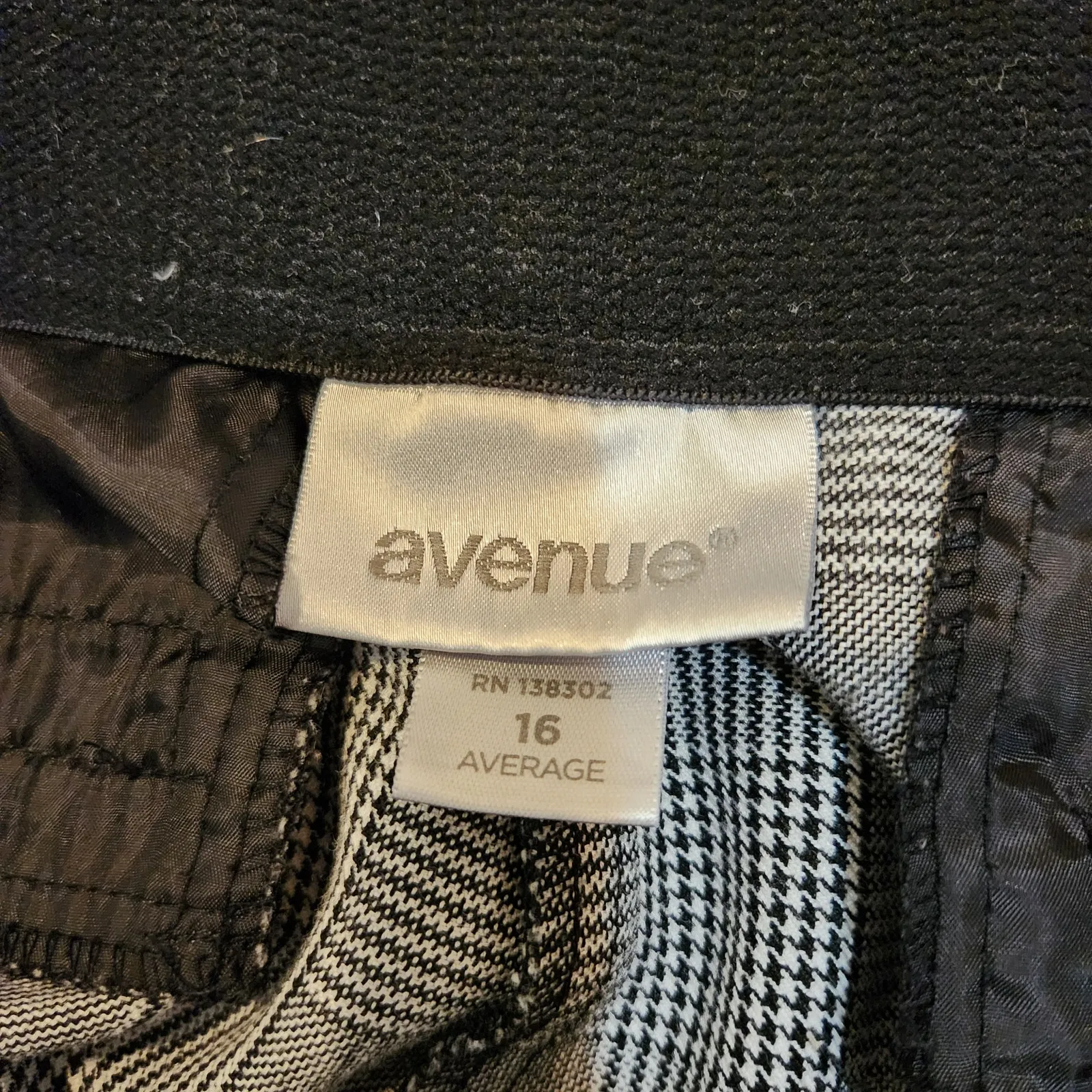 Avenue Black Houndstooth Straight Stretch Workwear Dress Pants Trousers Size 16 - Image 6