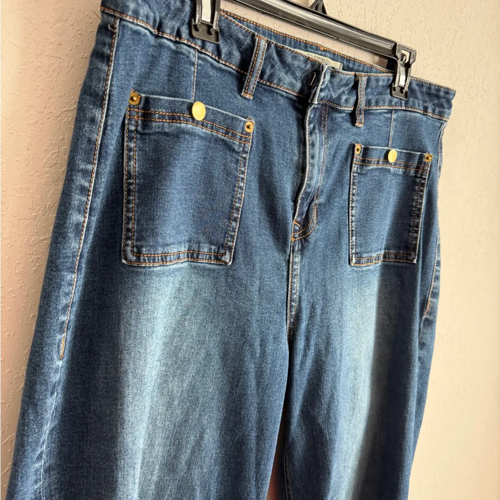 Rock&Roll Denim High Rise Palazzo Flare Leg Dark Wash Blue Denim Jeans Womens 36 Size undefined - Image 2
