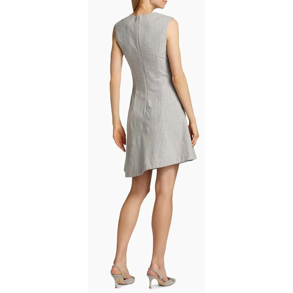 NWT DEREK LAM 10 CROSBY Women’s Mei Pinstripe Asymmetrical Mini Dress Gray - Image 3