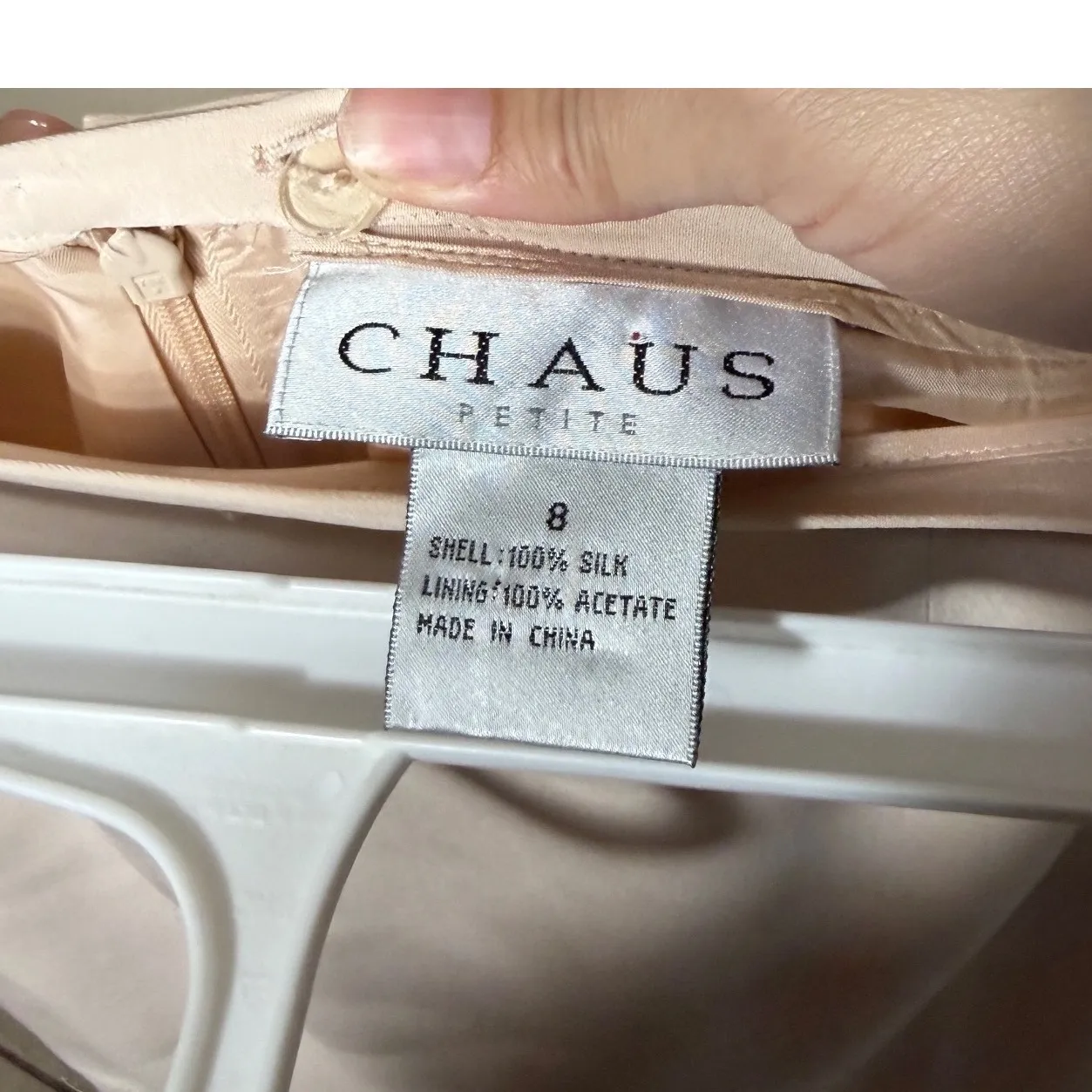 Vintage CHAUS Petite Light Pink Silk Short Sleeve Blazer Skirt Suit Set Size 8 - Image 10