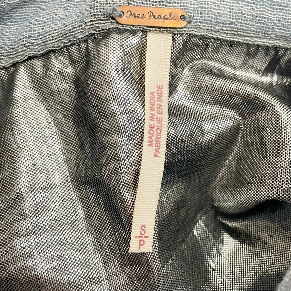 Free People Cropped Cutie Plaid Button Front Cotton Shirt Blue Gray Size Small - Image 10