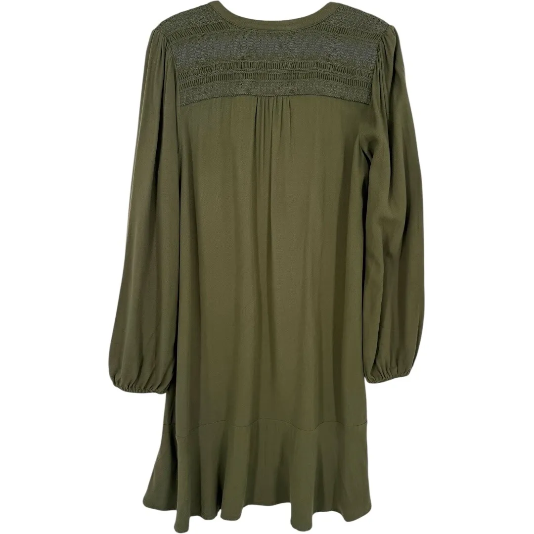 Anthropologie Maeve Ragonda Tunic Dress Moss Green Smocked Long Sleeve Size 12 - Image 5