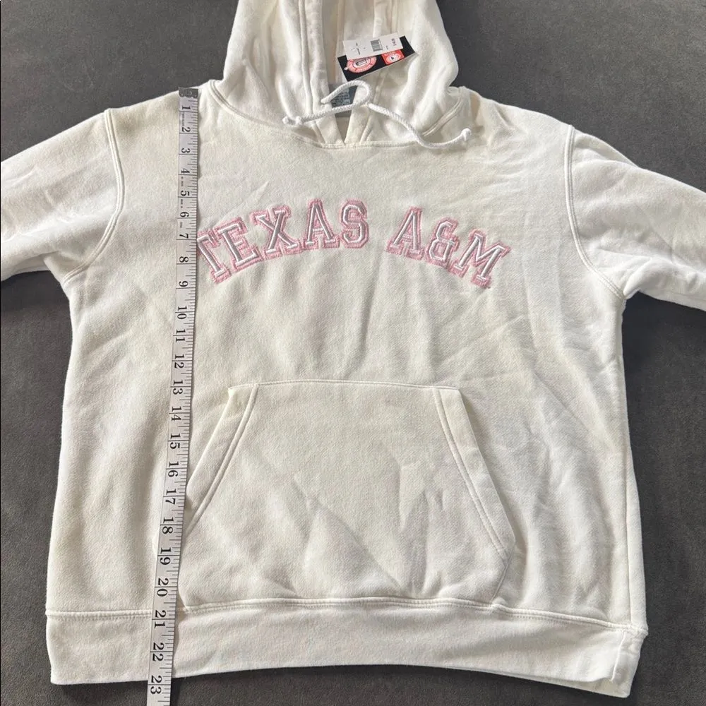 Women’s White Cream Pink Embroidered TEXAS A&M Hoodie Size L NWT - Image 6