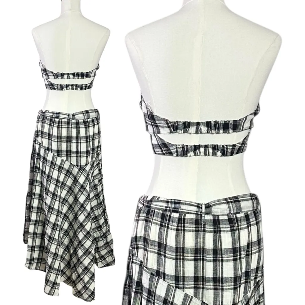 Free People Gingham Plaid Picnic After You Set Maxi Skirt Tube Top NWT Small - Image 10