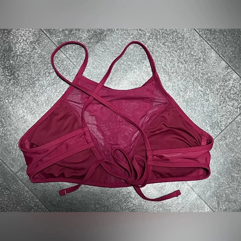 Xhilration Maroon High Neck Bikini Top - Image 4