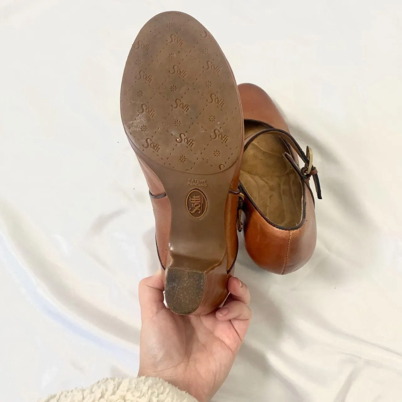Söfft Chunky Coquette Whimsygoth Tan Brown Leather Mary Jane High Heels US 9 - Image 7