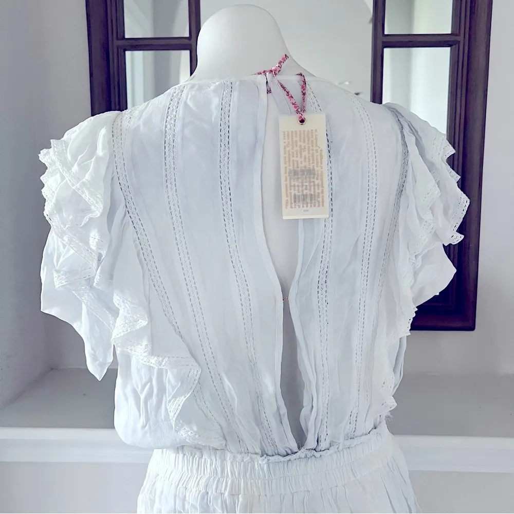 Revolve* LoveShackFancy Natasha Dress, Bedroom Blue Hand Dye, Size L NWT $395 - Image 11