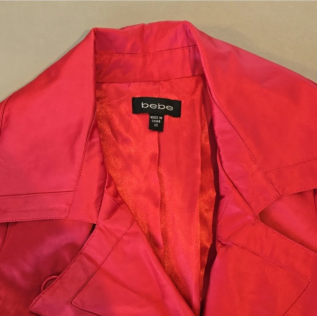 Bebe  Gorgeous Red Long Sleeves Trench Coat - Image 5