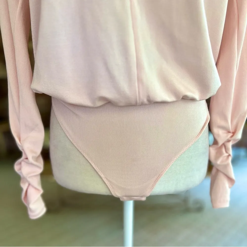 Free People Intimately Kaya Bodysuit Ruched Sleeve Keyhole Pink XS Stretch Knit - Image 5