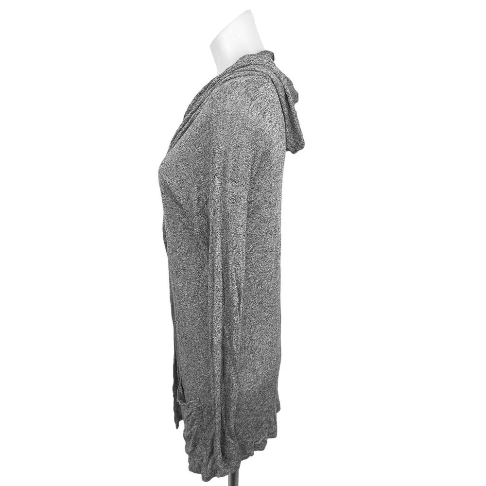 Dont Ask Why Gray Knit Open Front Long Sleeve Hoodie Hooded Cardigan Sweater - Image 2