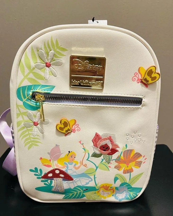 Her Universe Disney Alice in Wonderland Floral Gingham Mini Backpack - Image 2