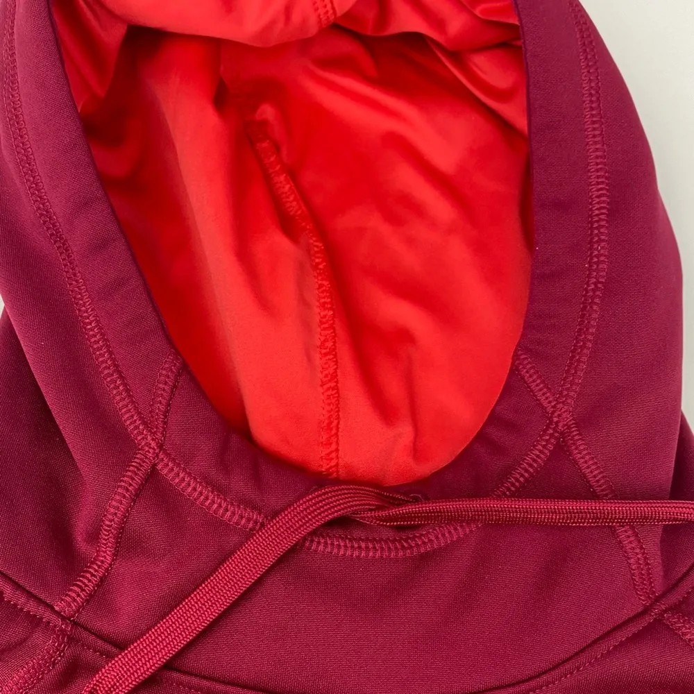 Nike Hoodie Berry Color with Orange Swoosh Size M - Image 5