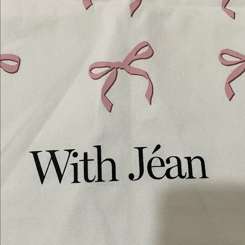 With Jean Tote Bag with Pink Bow Accents - Image 3