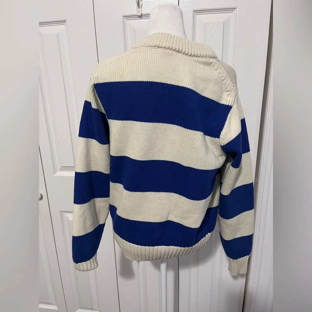 AYR Rugby Stripe Pullover Sweater Blue/White Sz Medium - Image 2