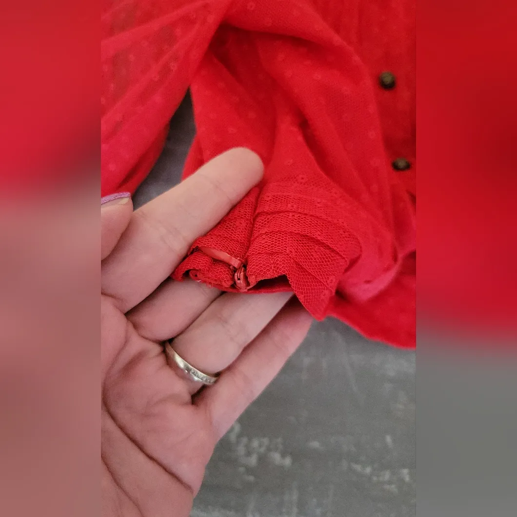 Anthropologie Dotted Tulle Crop Long Sleeve Blouse Size 10 - Image 15