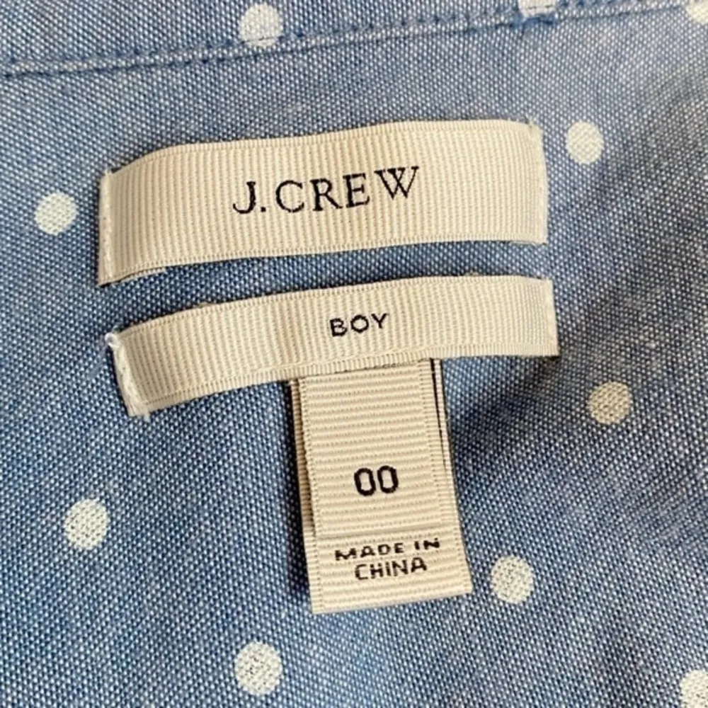 J. Crew • Blue Chambray Polka Dot Boy Shirt - Image 4