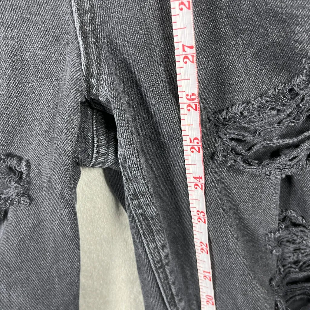 American Eagle 90s Mom Jeans Women’s Size 4 Distressed Black Denim Ripped Grunge - Image 5