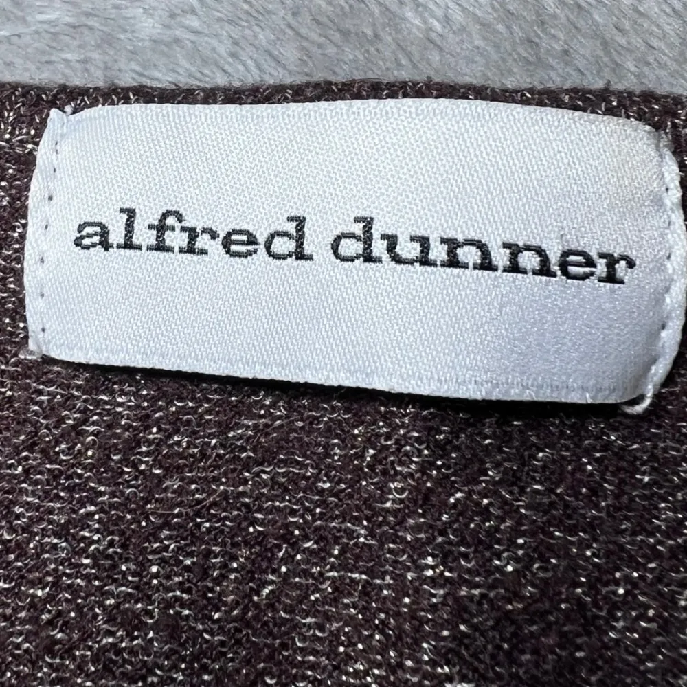 Alfred Dunner Geometric Patchwork Sparkle Knit Sweater Womens Medium Brown/Tan - Image 5