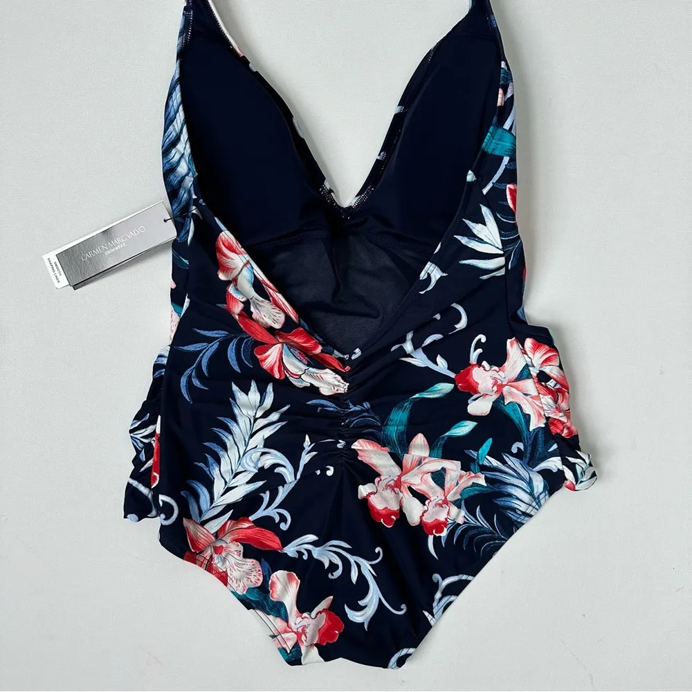 Carmen Marc Valvo Women’s One Piece V-Neck Halter Swimsuit Size 12 - Image 10