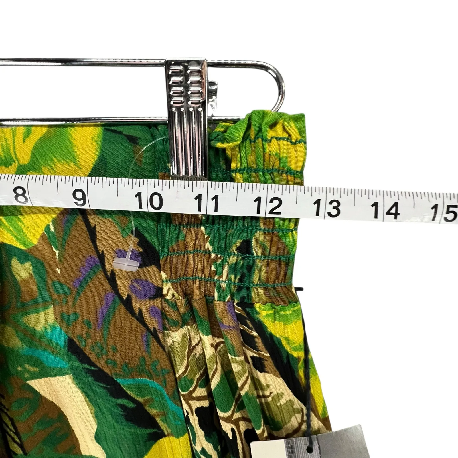 Melrose Vintage 80s Pants 8 Green Tropical Floral Wide Leg Crop Smocked Retro - Image 6