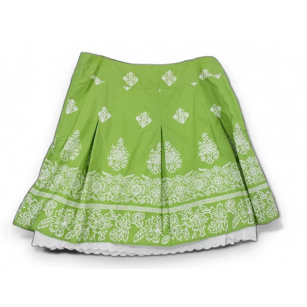 Talbots‎ Apple Green Boho Fully Lined Cotton Skirt Size 22W Pleats - Image 3