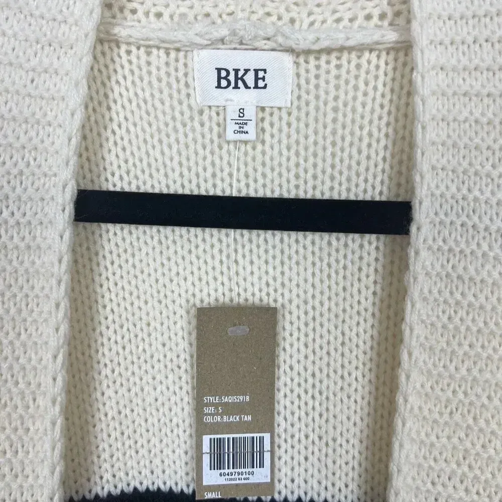 BKE Long Neutral Color Block Open Weave Knit Cardigan Sweater Size Small NWT - Image 4