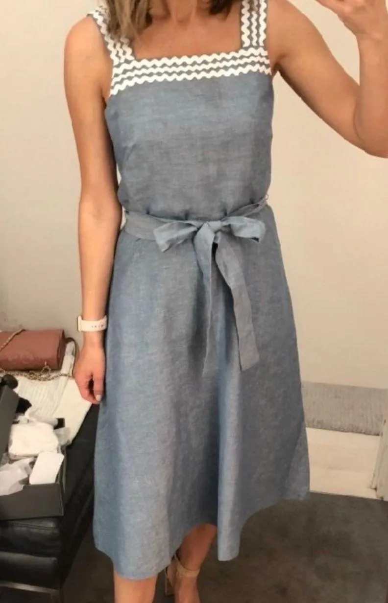 Ann Taylor Wavy Trim Chambray Midi Dress - Image 7