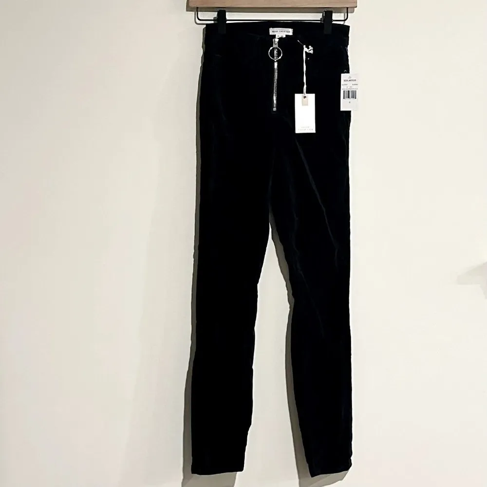 NWT Good American Good Legs Exposed Zipper Black Velvet - Size 0 - Image 2
