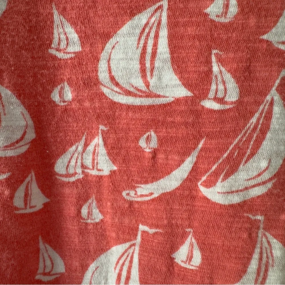 Vineyard Vines Boat Pattern Scoop Neck 3/4 sleeve top slit hem spring summer S - Image 7