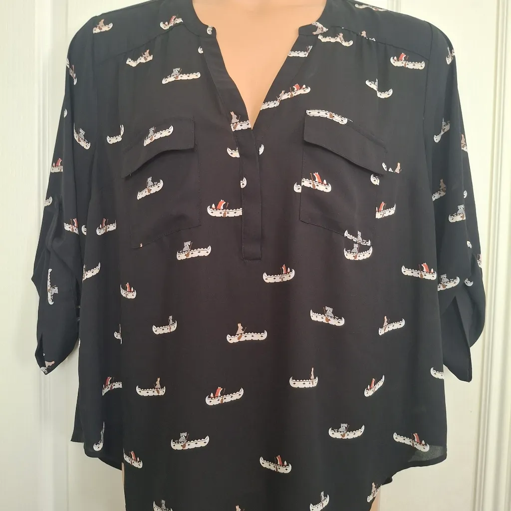 Torrid Sz 1 Black Printed Women's Top - Image 7