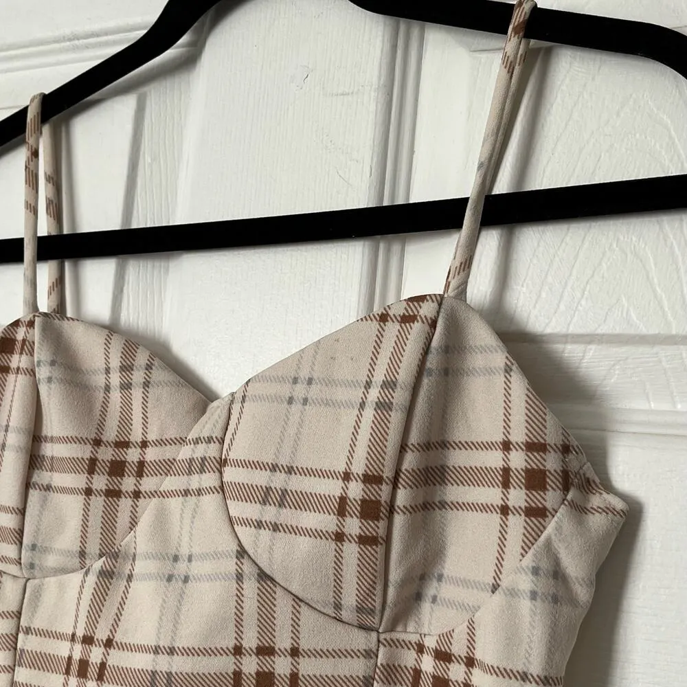 Timing Plaid Bustier Cropped Cami Top - Size M - Image 2