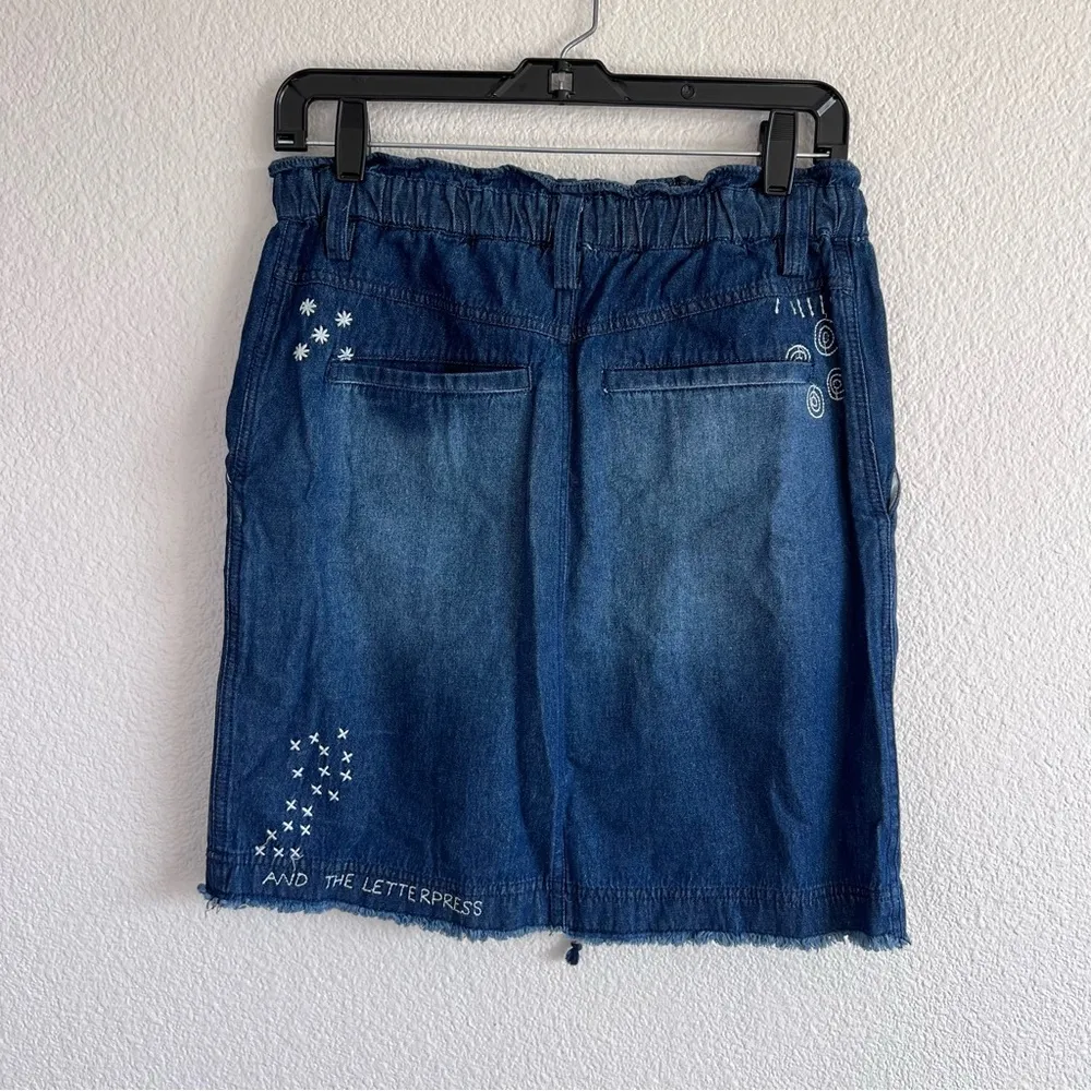 Pilcro  Women’s Denim Embroidered Patchwork Drawstring Skirt - Image 4